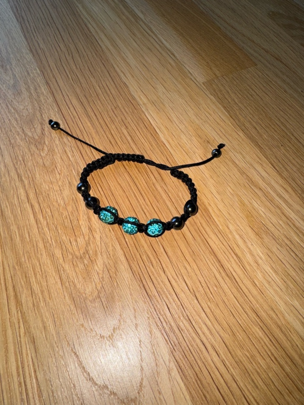 Black Macrame Bracelet with Turquoise Beads